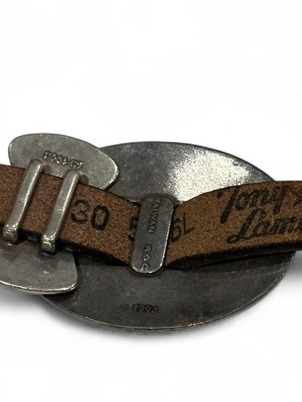 Vintage 1994 Tony Lama Western Silver Concho Belt Brown Leather Size 30 Women’s - Picture 3 of 5